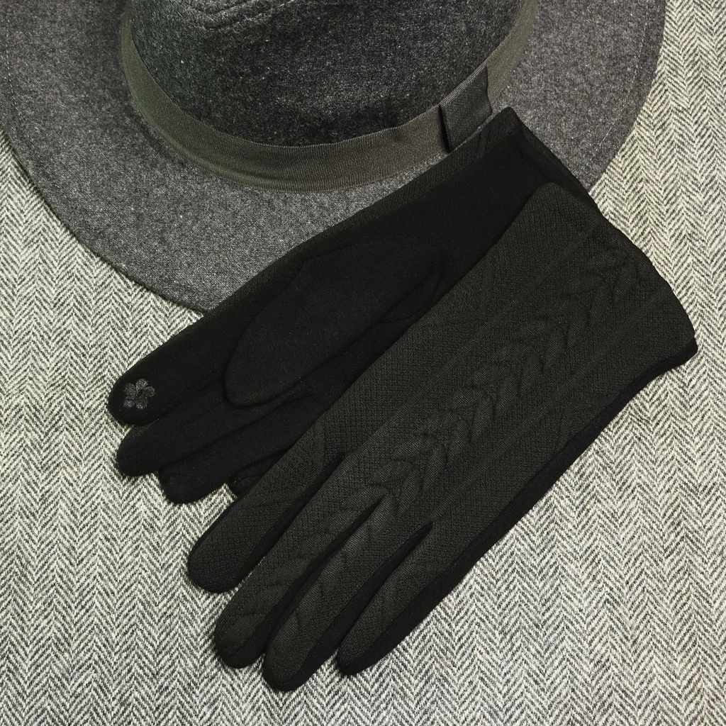 #502912BK - Guantes tejidos trenzas negro