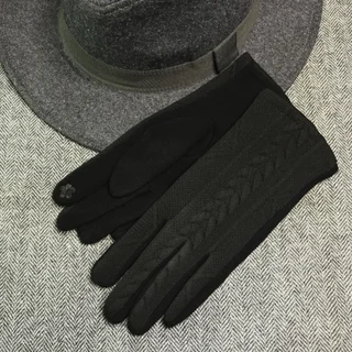 Guantes tejidos trenzas negro - Vista 3
