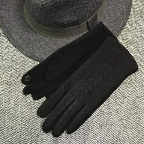 Guantes tejidos trenzas negro