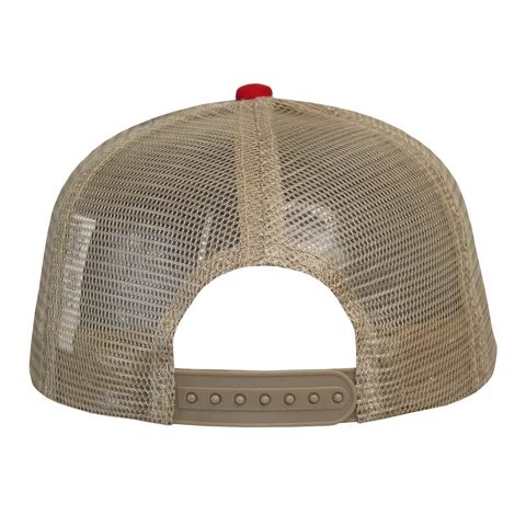 #108590DGKKRD - Trucker canva combinado en gris, caqui y rojo