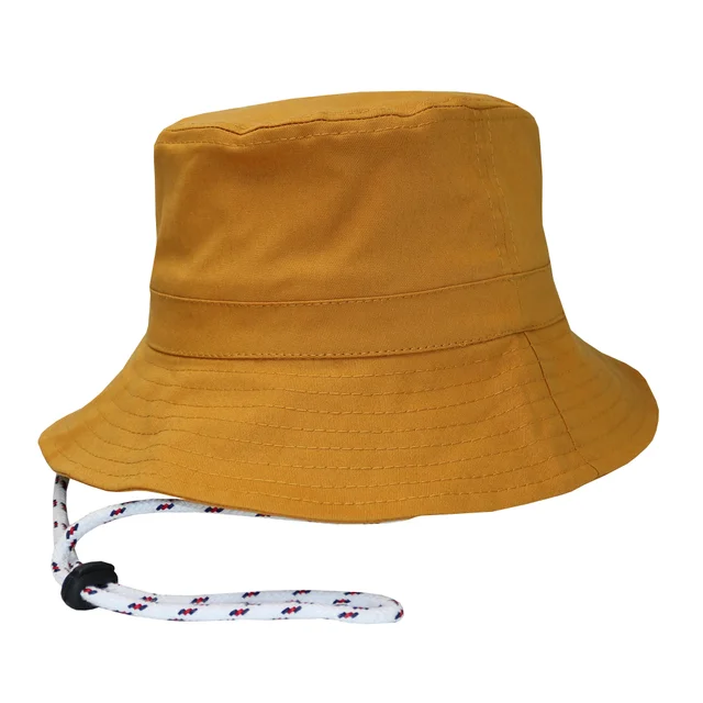 #401511VEIAMZ - Bucket hat con cordón en gabardina mostaza.