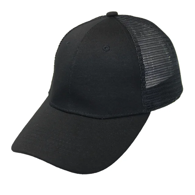 #107731BKBK - Gorra trucker visera curva 6 paneles negro.