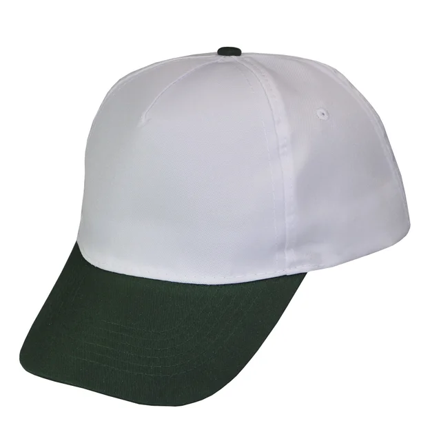 #1158whbt - Gorra 5 gajos visera curva copa blanca visera verde botella