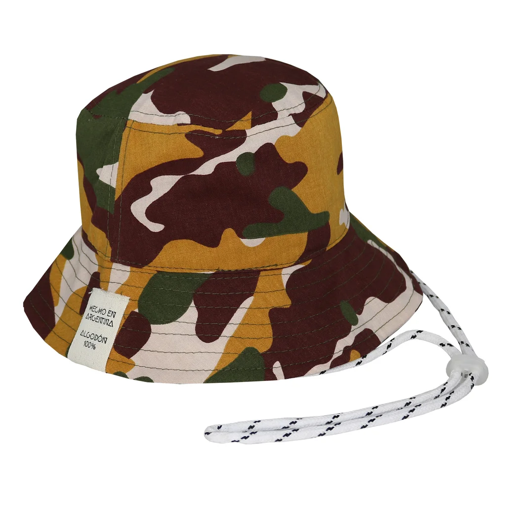 #142920C4 - Boonie hat en gabardina estampada de camuflaje mostaza.