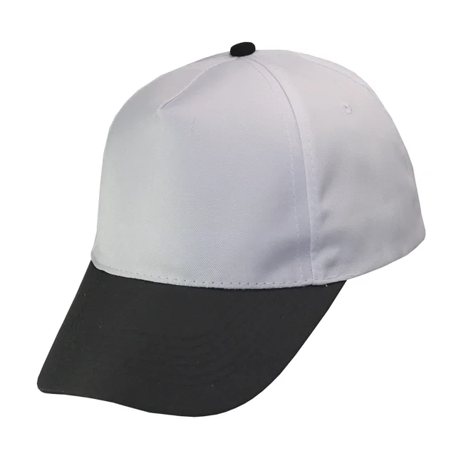 #1158WHBK - Gorra 5 gajos visera curva copa blanca visera negra