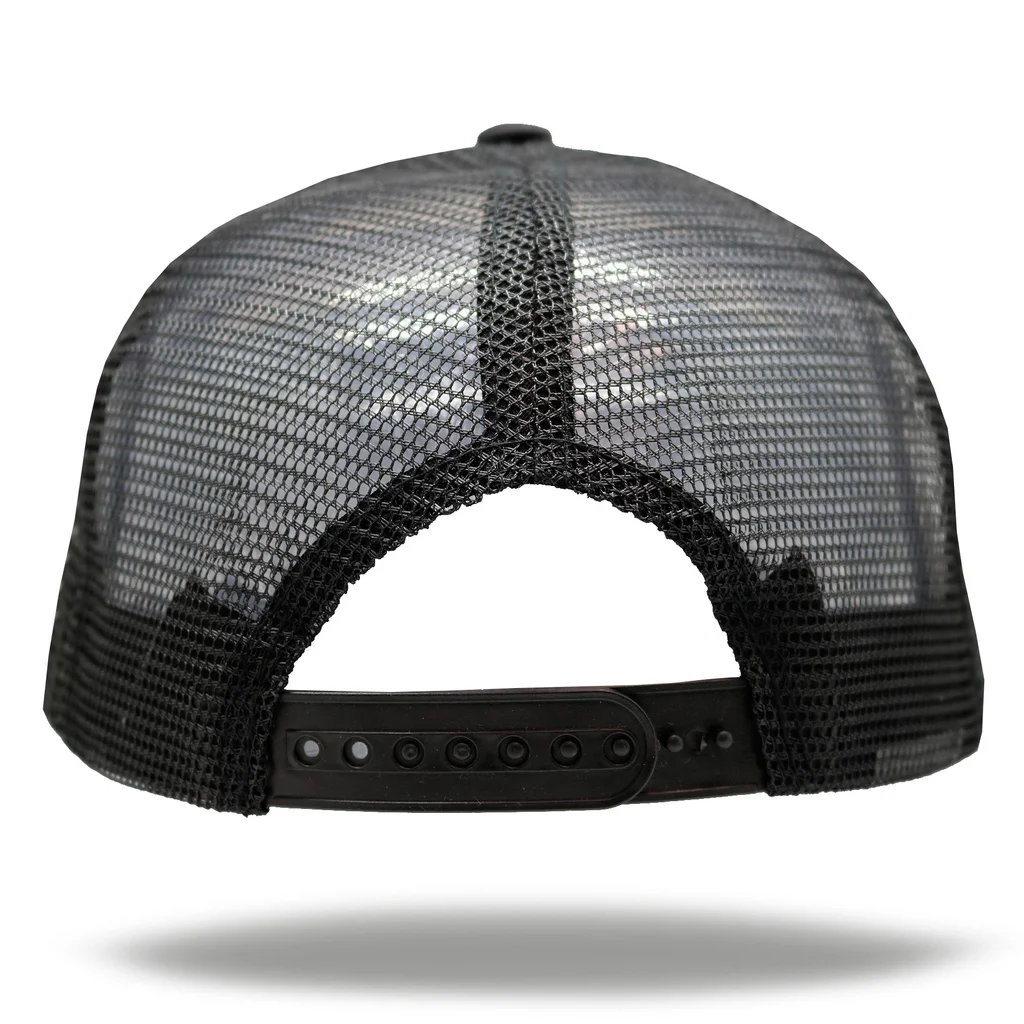 #105141WHBK - Gorra trucker visera curva frente blanco de adulto