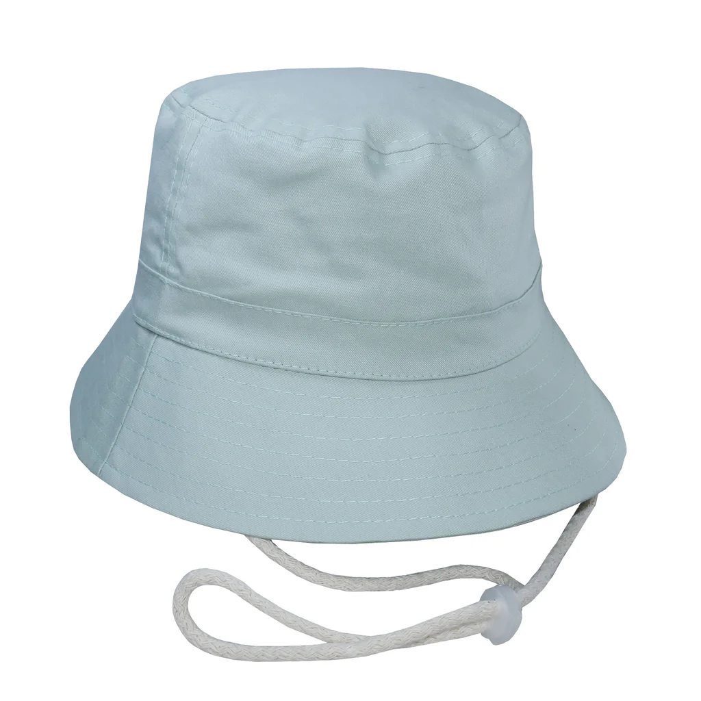 #401519VEIAMP - Bucket hat con cordón en gabardina agua marina.