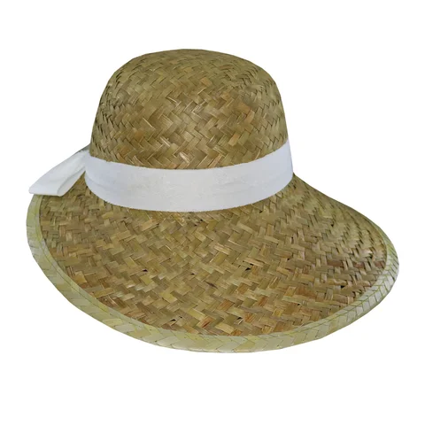Pamela de paja con cinta blanca
