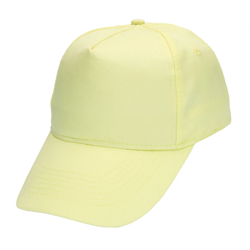 #1258PA - Gorra 5 gajos visera curva amarillo pastel