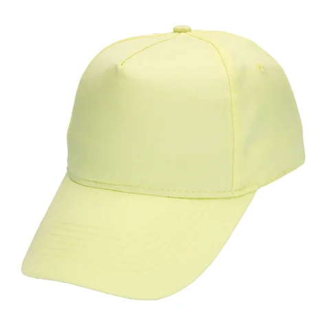 #1258PA - Gorra 5 gajos visera curva amarillo pastel