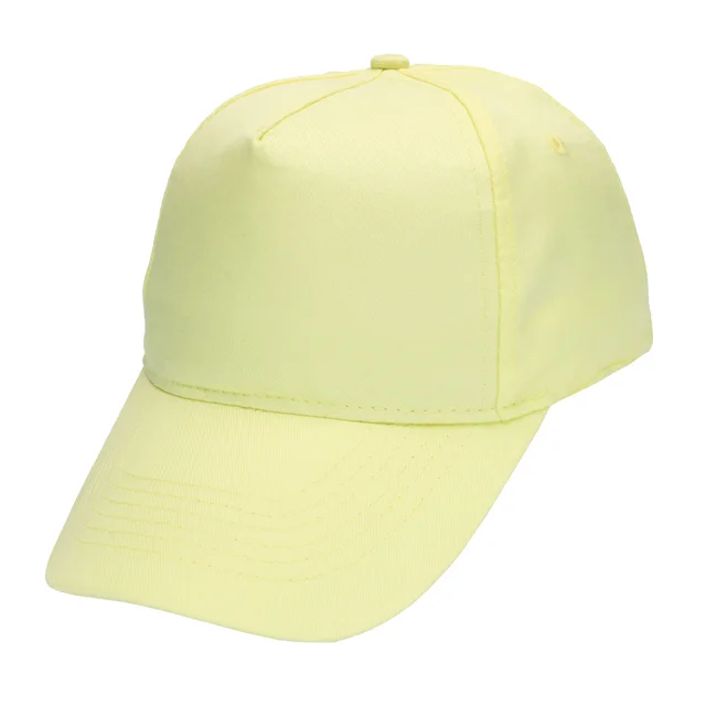 #1258PA - Gorra 5 gajos visera curva amarillo pastel