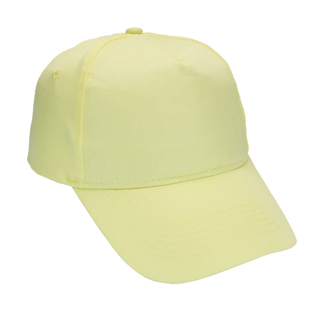 #1258PA - Gorra 5 gajos visera curva amarillo pastel