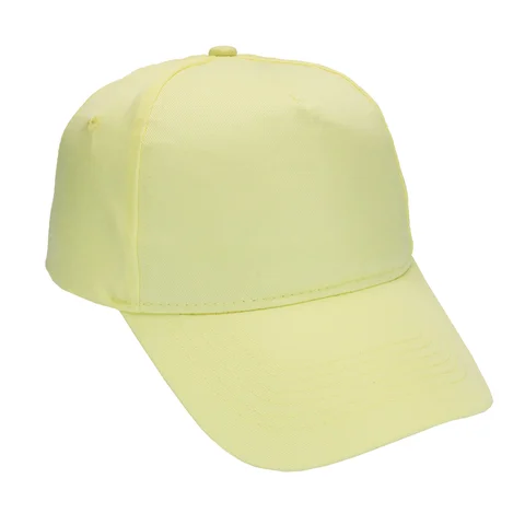 #1258PA - Gorra 5 gajos visera curva amarillo pastel