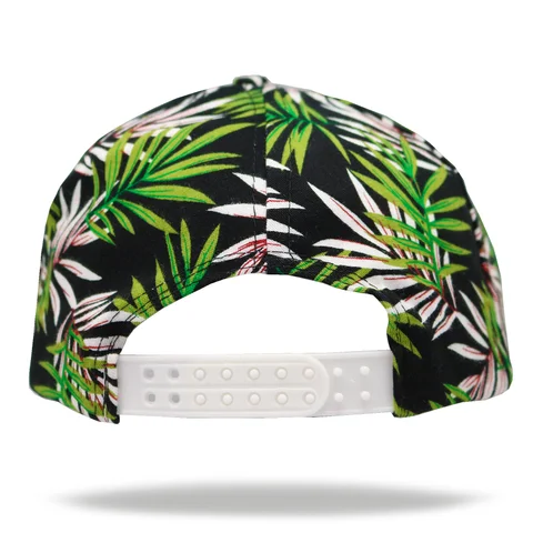 #10-747-0 - Gorra visera plana palmas fondo negro