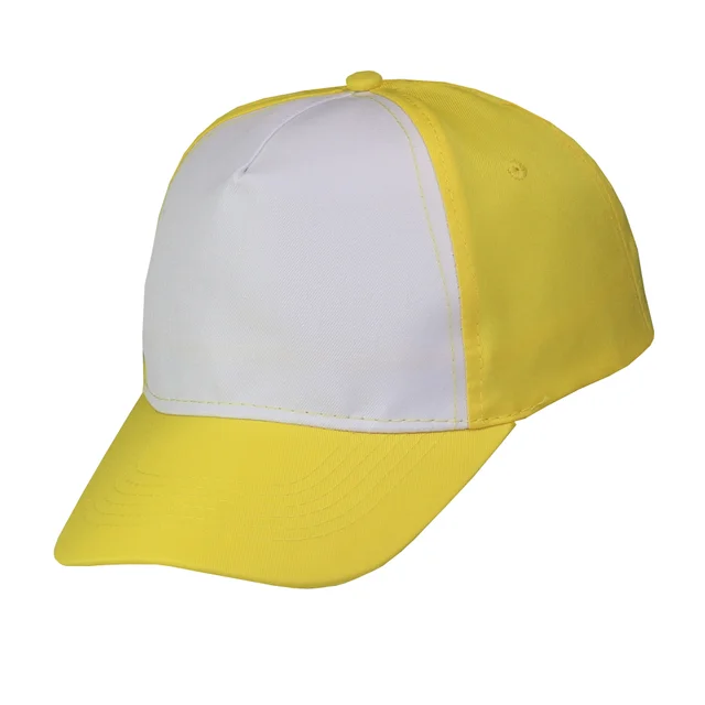 #1058YWWH - Gorra 5 gajos visera curva amarilla con frente blanco