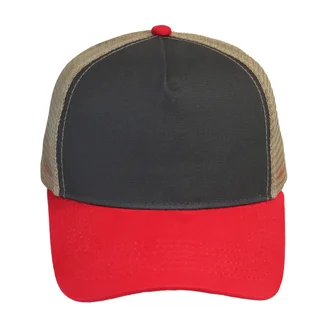 #108590DGKKRD - Trucker canva combinado en gris, caqui y rojo - Vista 2