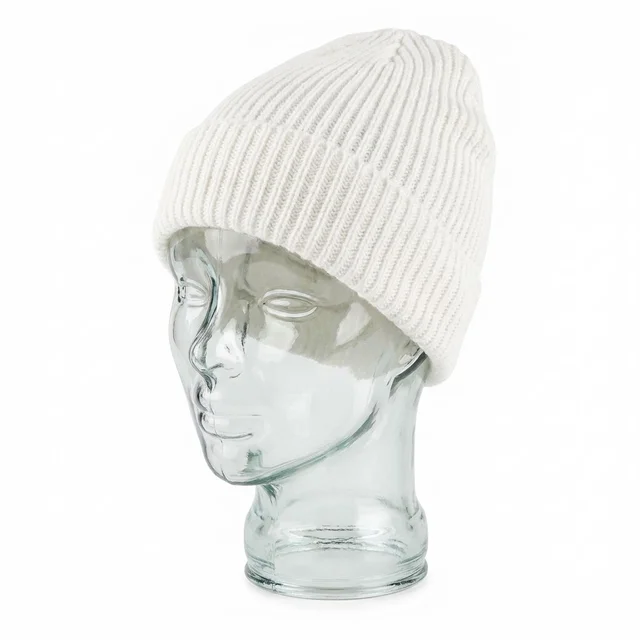 #53600wh - Gorro canelón simple con puño ancho