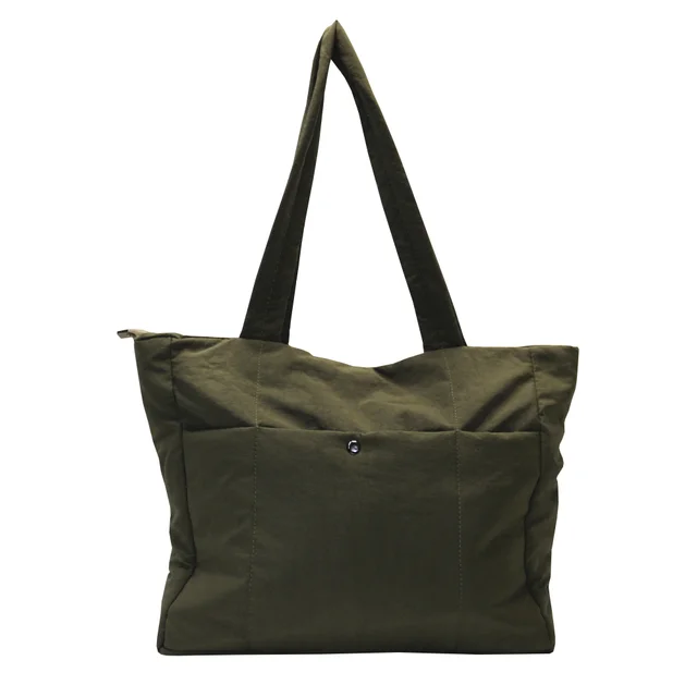 #271052MG - Tote bag puffer con boton verde