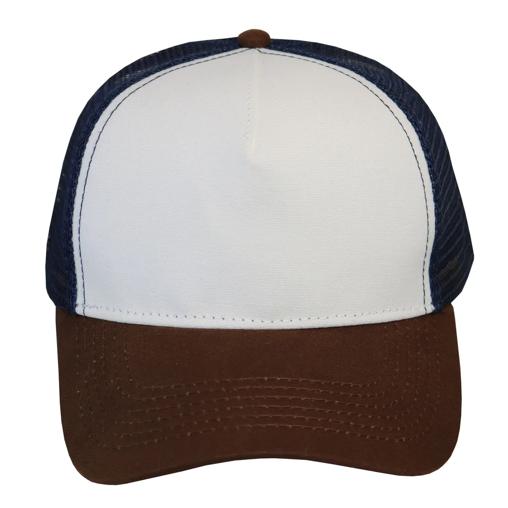 #108590CRNYMR - Trucker canva combinado en crudo marino y marron