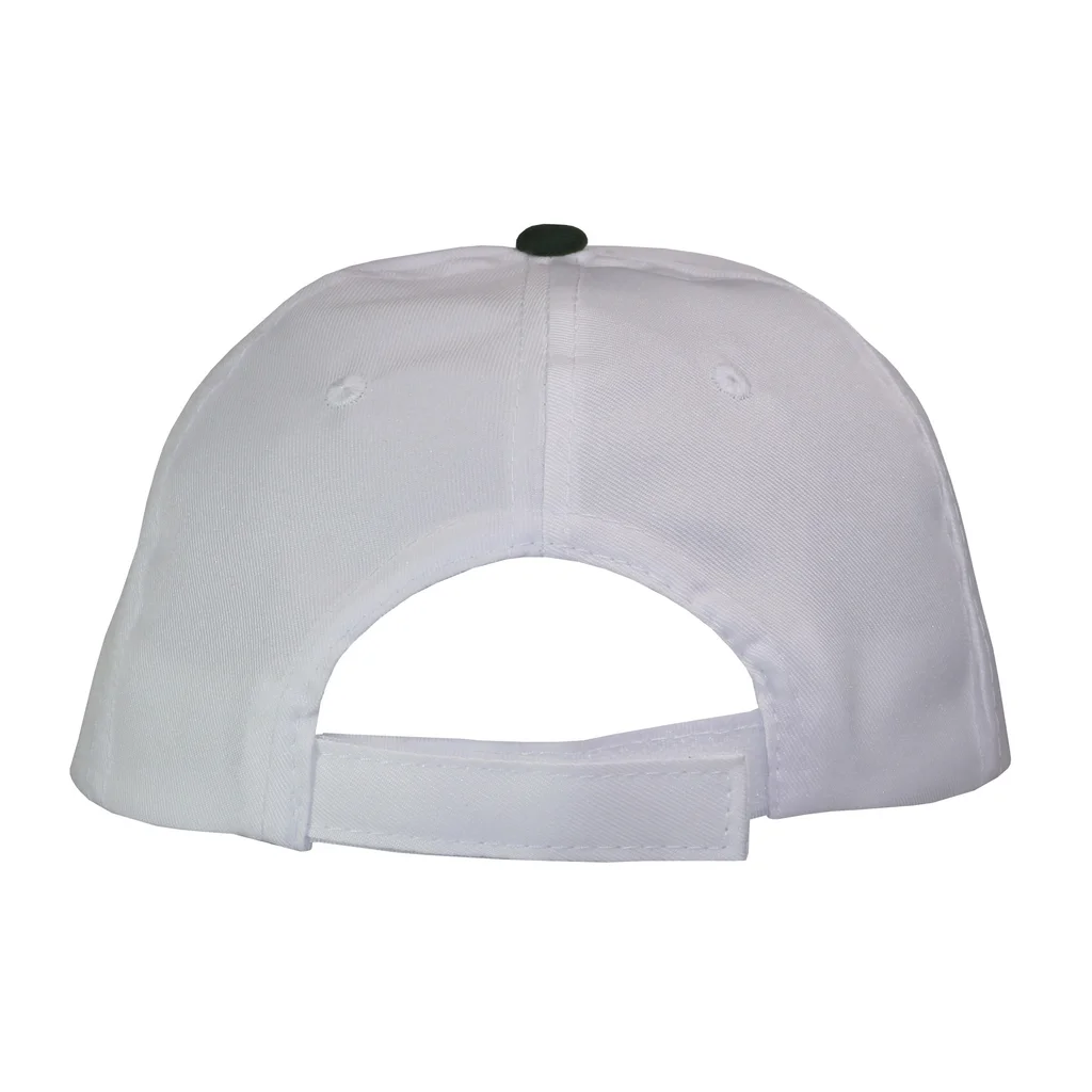 #1158whbt - Gorra 5 gajos visera curva copa blanca visera verde botella