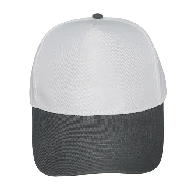 #1158WHDGR - Gorra 5 gajos visera curva copa blanca visera gris