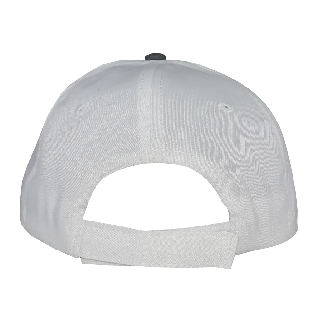 #1158WHDGR - Gorra 5 gajos visera curva copa blanca visera gris