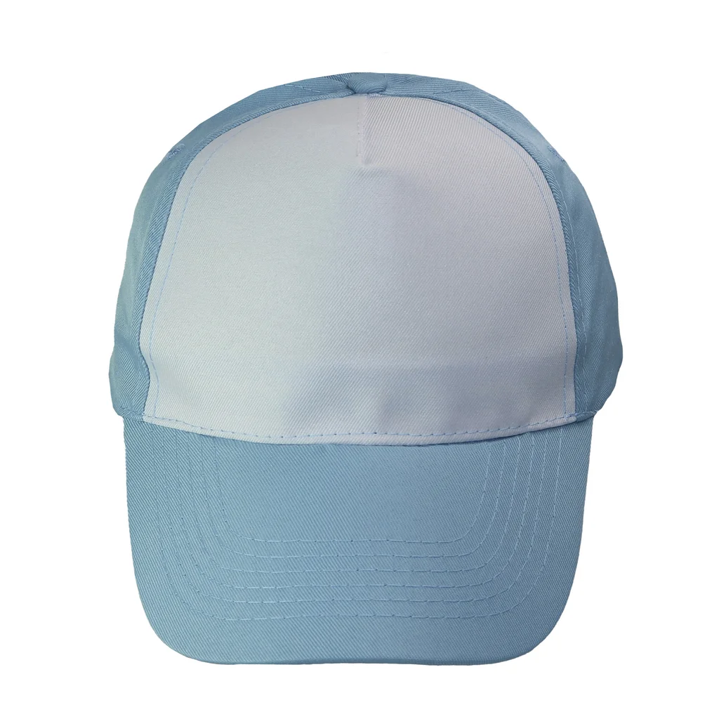 #1058clwh - Gorra 5 gajos visera curva celeste con frente blanco