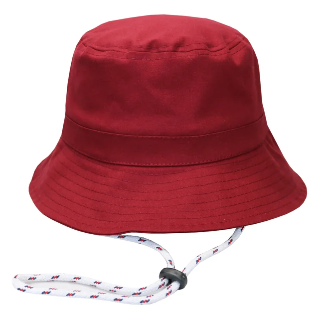 #401509VEIABO - Bucket hat con cordón en gabardina bordo.