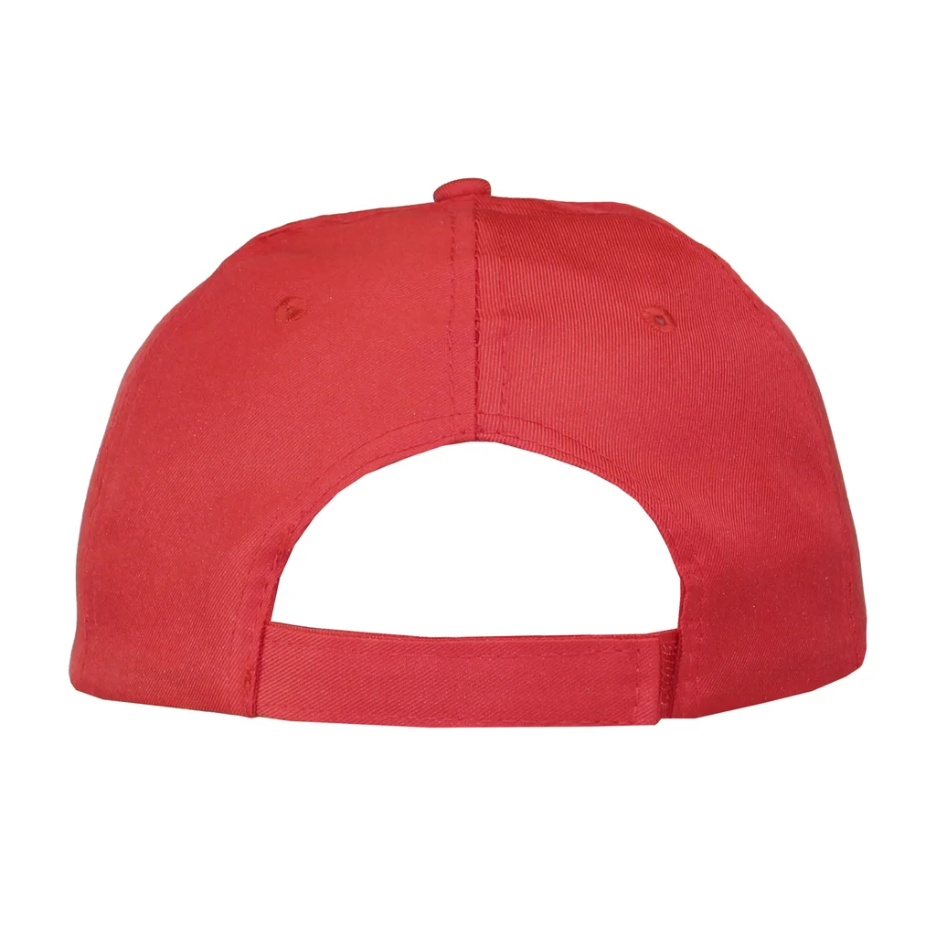 #1058RDWH - Gorra 5 gajos visera curva roja con frente blanco
