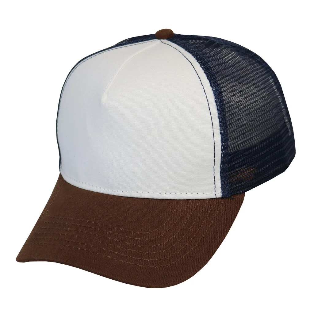 #108590CRNYMR - Trucker canva combinado en crudo marino y marron