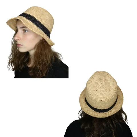 Sombrero unisex  para adulto fedora de raffia natural