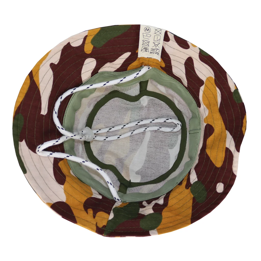 #142920C4 - Boonie hat en gabardina estampada de camuflaje mostaza.