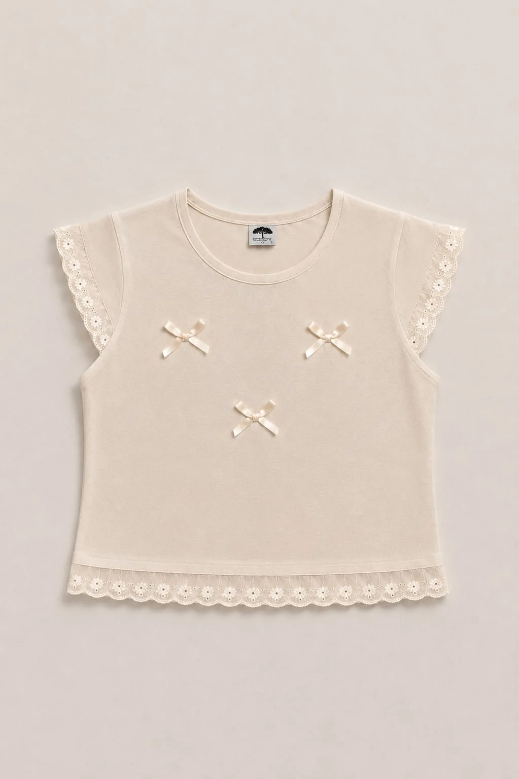 Remera Manga Corta Brodery Moñitos Kids