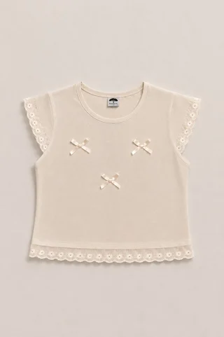 Remera Manga Corta Brodery Moñitos Kids - Vista 4