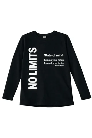 Remera manga larga de varón con estampa vertical en frente ¨no limits¨ - Vista 2