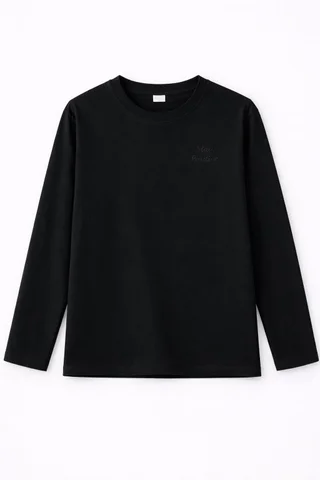 Remera de niño manga larga lisa con bordado “Stay Positive” al tono - Vista 4