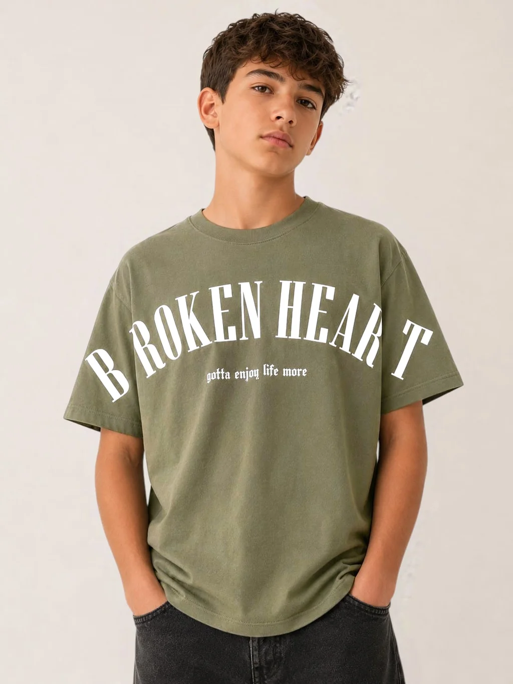 Remera manga corta Broken Heart Teens