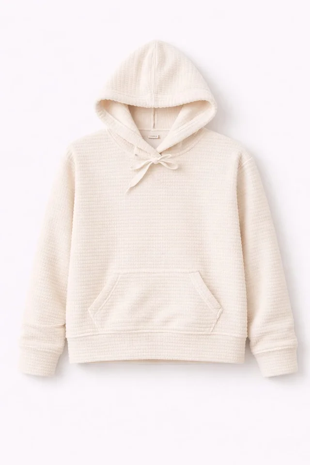 Buzo de niña de plush bifaz con capucha y bolsillo canguro