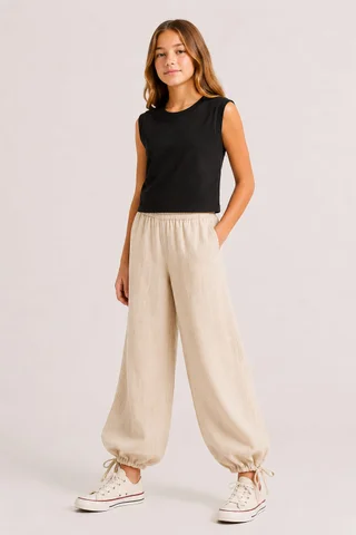 Pantalón de Lino Con Tira Teens - Vista 1