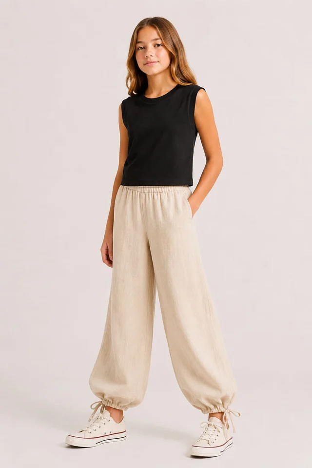 Pantalón de Lino Con Tira Teens