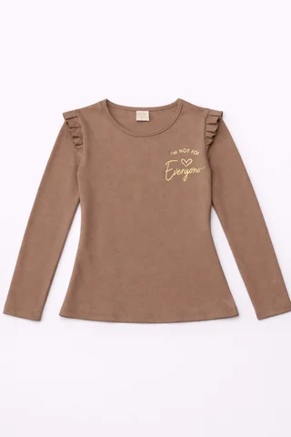 Remera manga larga de nena con voladitos en hombro y bordado  - Vista 5