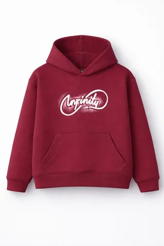 Buzo de niño de friza oversize con hombros caidos, con capucha y estampa “infinity” - Vista 2