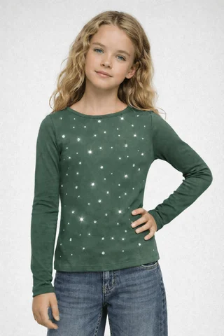 Remera manga larga de nena con aplique de hotfitt brillante  - Vista 6