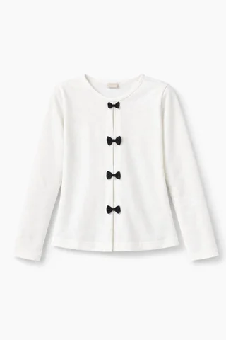 Remera manga larga de nena con pliegues y moños aplicados - Vista 2