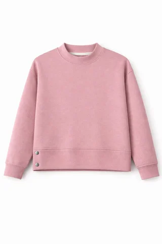 Buzo de niña de darlon liso con cintura alta y botones plata - Vista 2