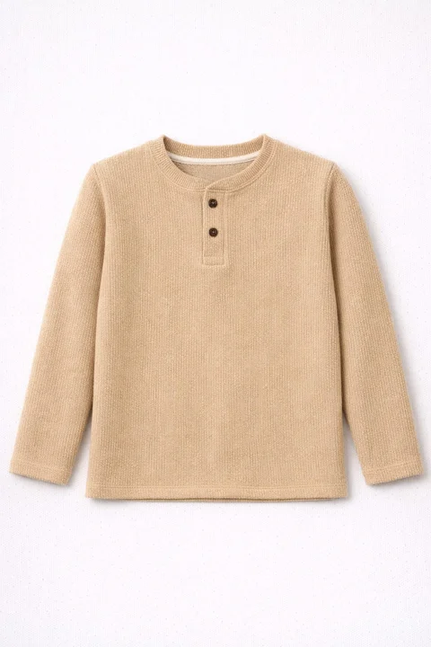 Buzo Infantil de Lanilla con Botones y Bordado en Espalda, tipo sweater