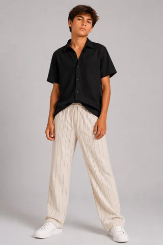 Pantalón Lino Rayado Teens - Vista 1