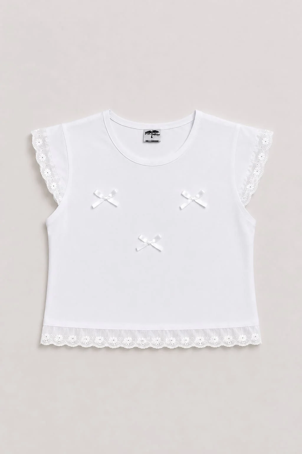 Remera Manga Corta Brodery Moñitos Kids
