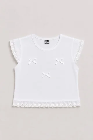 Remera Manga Corta Brodery Moñitos Kids - Vista 2