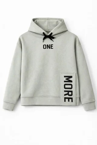 Buzo de friza teen con capucha y apertura con estampa ¨one more¨ - Vista 3